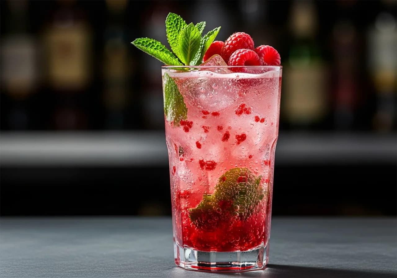 Hallonmojito - Rom cocktail recept