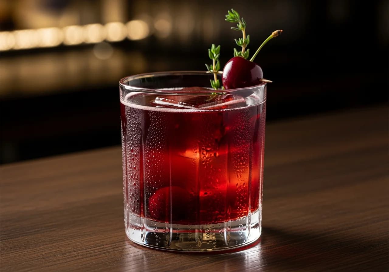 Körsbär Bourbon Smash - Whisky cocktail recept